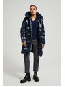 Moodo Дълго метализирано яке в тъмносиньо Moodo