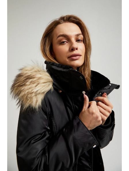 Moodo Зимно яке с пухена качулка черно Moodo