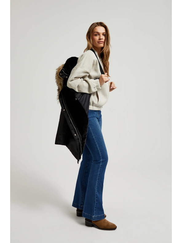 Moodo Зимно яке с пухена качулка черно Moodo