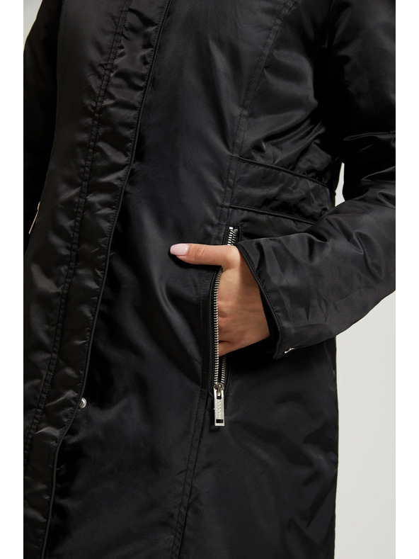 Moodo Зимно яке с пухена качулка черно Moodo