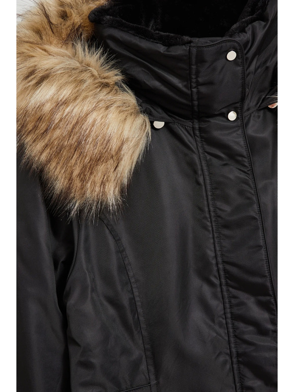 Moodo Зимно яке с пухена качулка черно Moodo