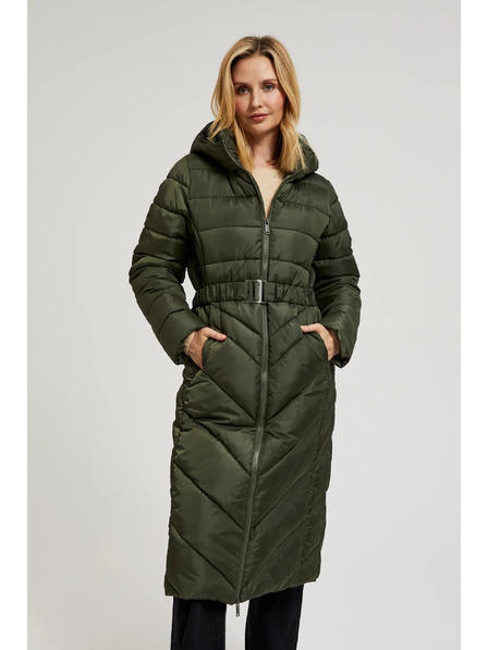 Moodo Подплатено яке с колан в цвят маслина Moodo