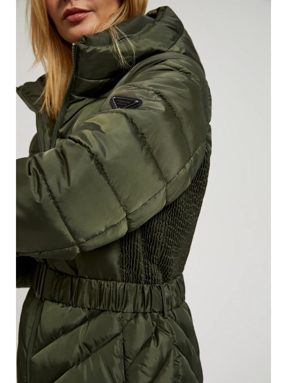 Moodo Подплатено яке с колан в цвят маслина Moodo