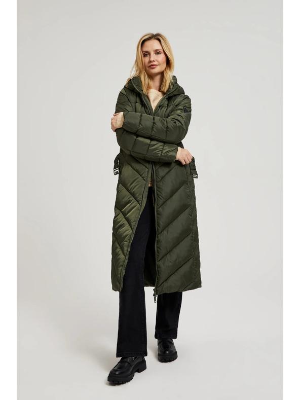 Moodo Подплатено яке с колан в цвят маслина Moodo