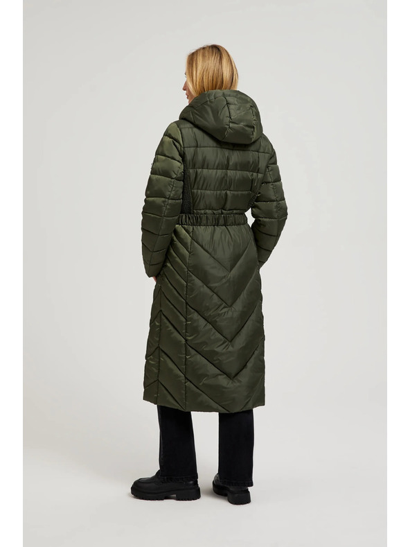 Moodo Подплатено яке с колан в цвят маслина Moodo