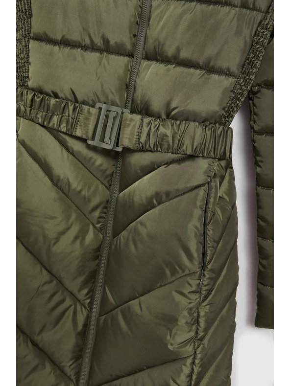 Moodo Подплатено яке с колан в цвят маслина Moodo