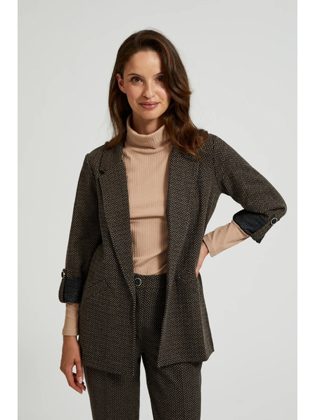 Moodo Черно сако с метален детайл и навити ръкави Moodo