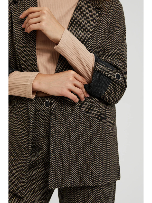 Moodo Черно сако с метален детайл и навити ръкави Moodo