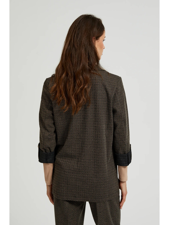 Moodo Черно сако с метален детайл и навити ръкави Moodo