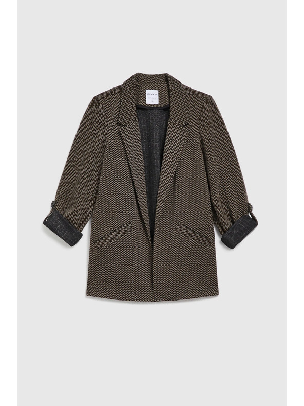 Moodo Черно сако с метален детайл и навити ръкави Moodo