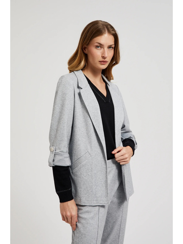Moodo Сиво сако без закопчаване с навити ръкави Moodo