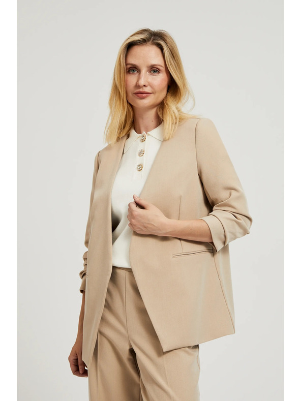 Moodo Бежово сако със сбъркан 3/4 ръкав Moodo