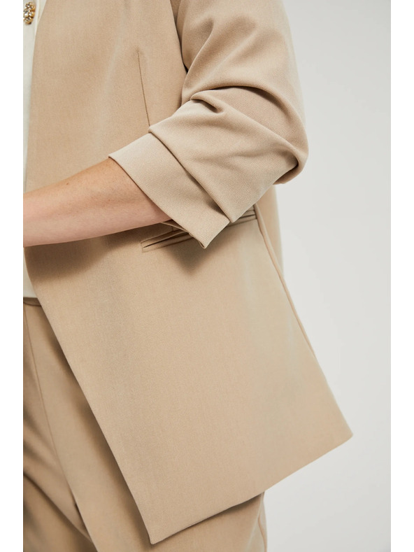 Moodo Бежово сако със сбъркан 3/4 ръкав Moodo