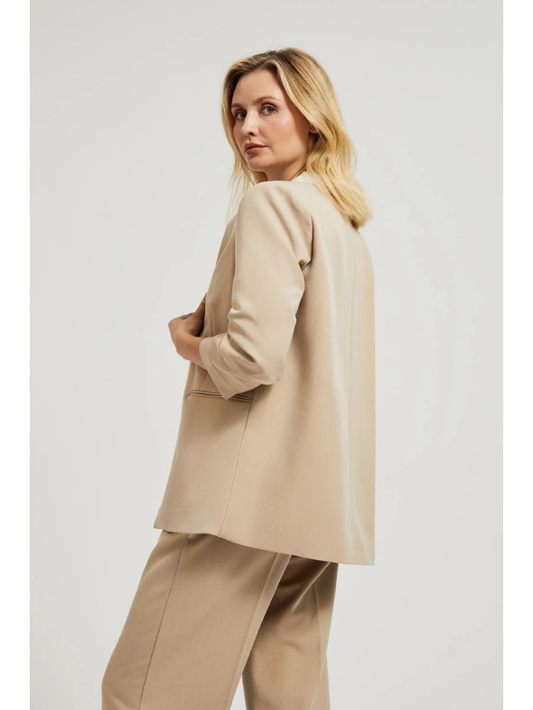 Moodo Бежово сако със сбъркан 3/4 ръкав Moodo