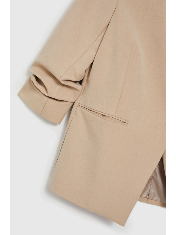 Moodo Бежово сако със сбъркан 3/4 ръкав Moodo