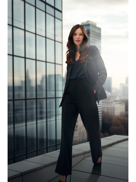 Moodo Елегантно черно сако с декоративни ревери Moodo