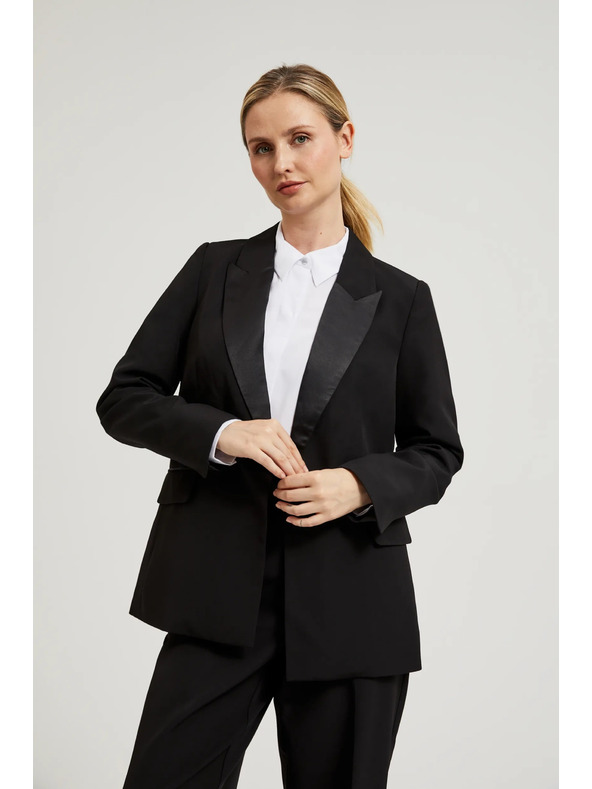 Moodo Елегантно черно сако с декоративни ревери Moodo