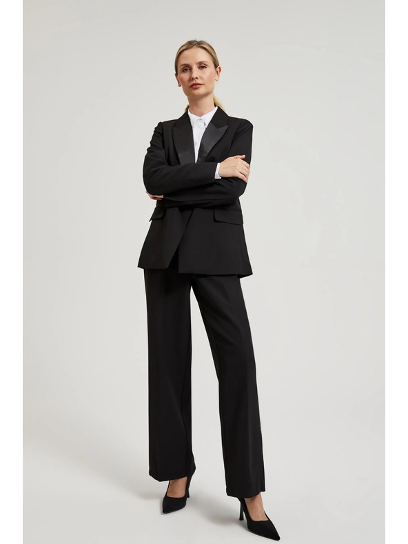 Moodo Елегантно черно сако с декоративни ревери Moodo