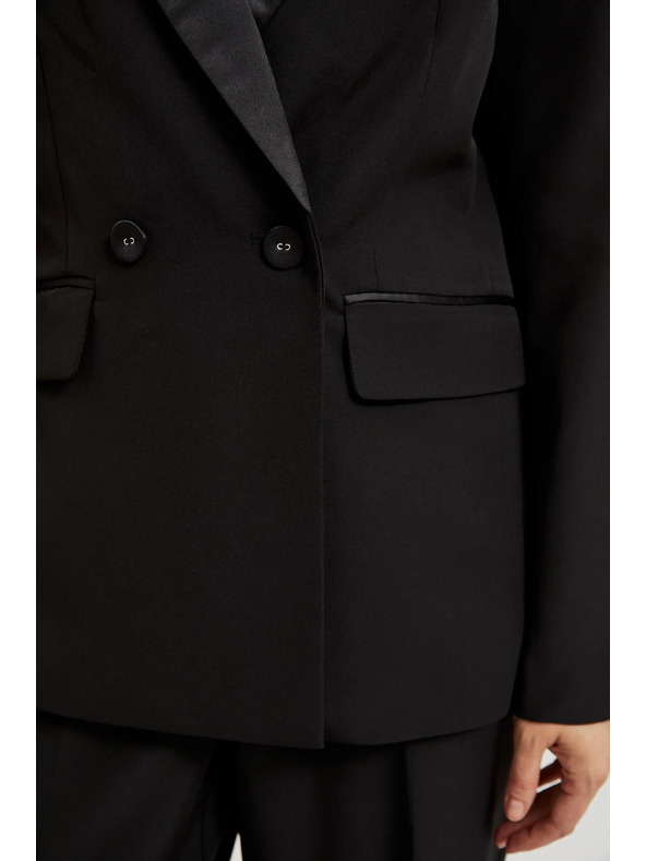 Moodo Елегантно черно сако с декоративни ревери Moodo