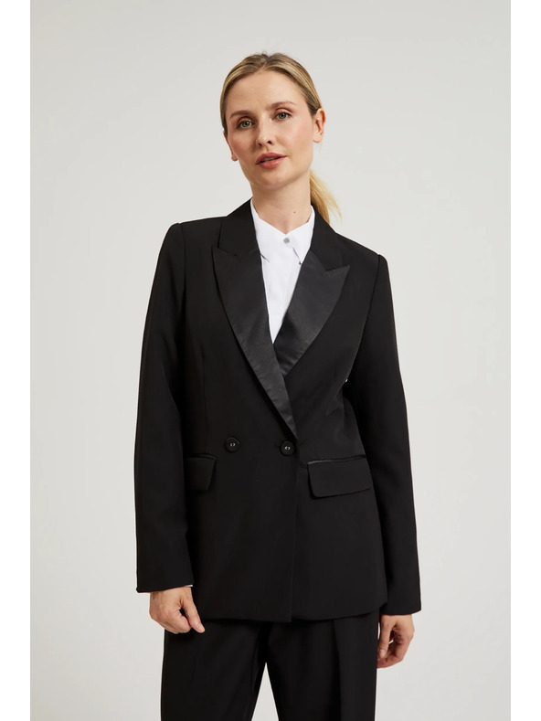 Moodo Елегантно черно сако с декоративни ревери Moodo