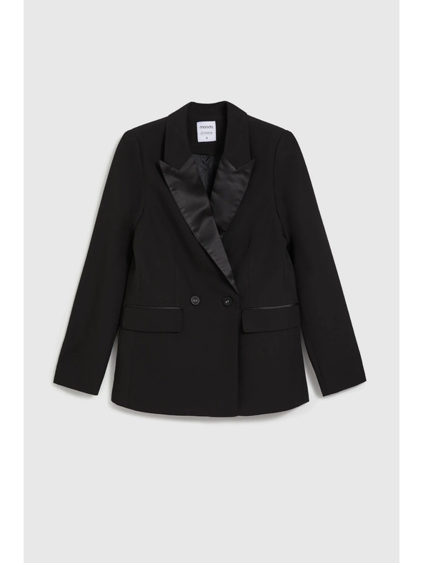 Moodo Елегантно черно сако с декоративни ревери Moodo