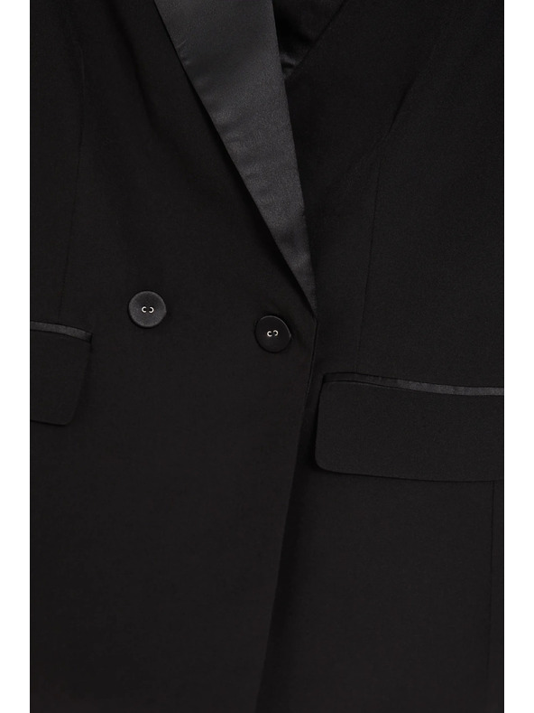 Moodo Елегантно черно сако с декоративни ревери Moodo
