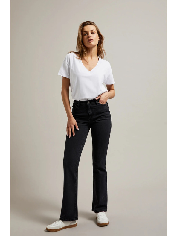 Moodo Гладки черни дънки с разширени крачоли Moodo