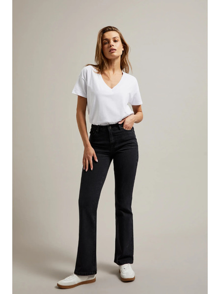 Moodo Гладки черни дънки с разширени крачоли Moodo