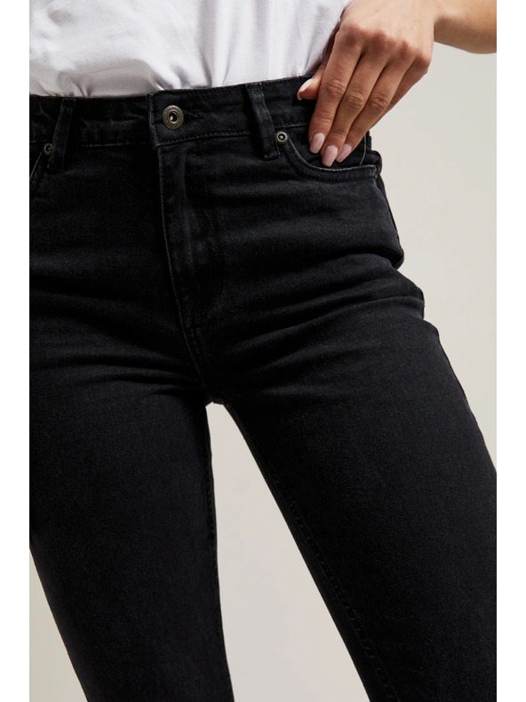 Moodo Гладки черни дънки с разширени крачоли Moodo