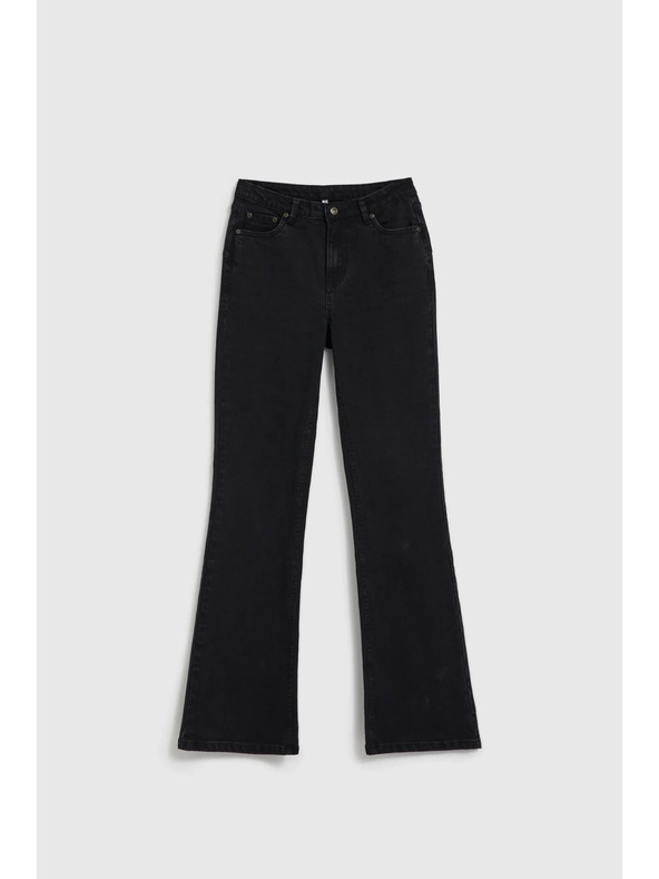 Moodo Гладки черни дънки с разширени крачоли Moodo