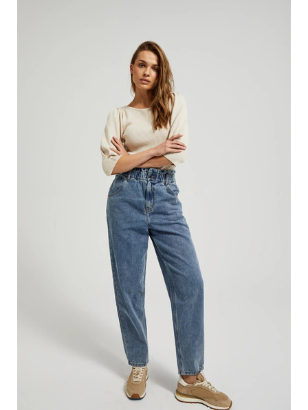 Moodo Сини памучни дънки с висока талия Moodo