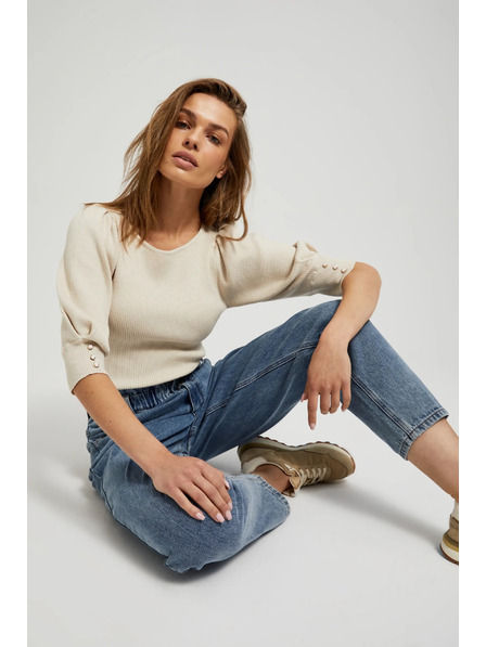 Moodo Сини памучни дънки с висока талия Moodo