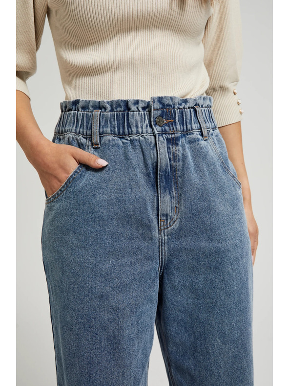 Moodo Сини памучни дънки с висока талия Moodo