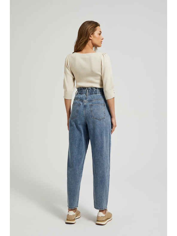 Moodo Сини памучни дънки с висока талия Moodo