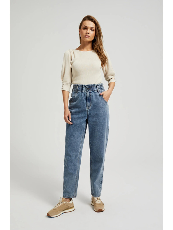 Moodo Сини памучни дънки с висока талия Moodo