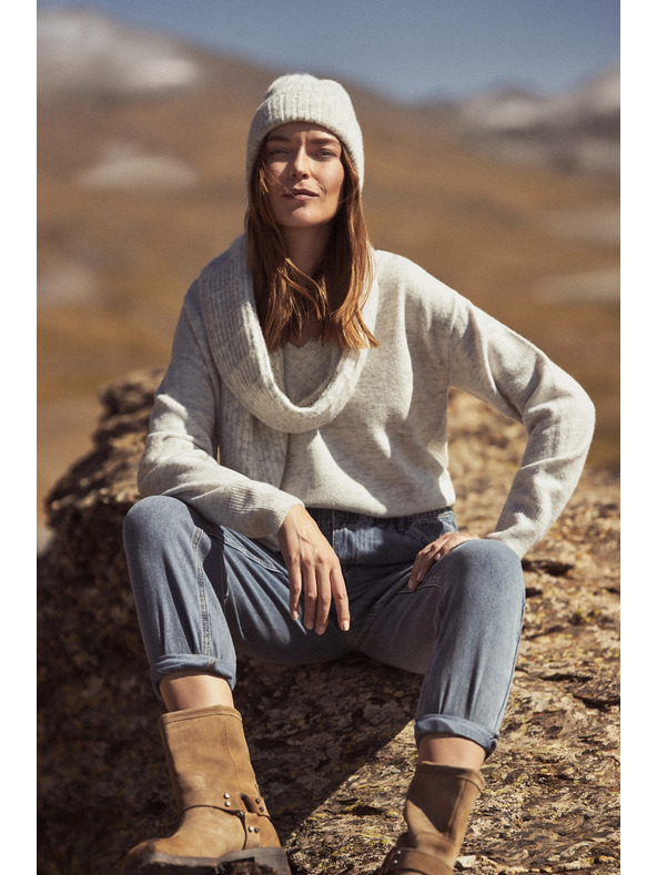 Moodo Сини памучни дънки с висока талия Moodo