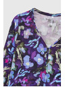 Moodo Тъмносиня флорална блуза с V-образно деколте Moodo