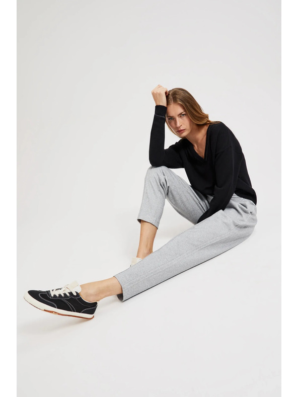 Moodo Гладки прави панталони с копчета сиви Moodo