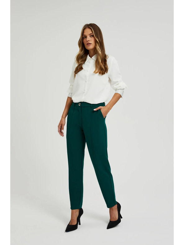 Moodo Зелени прави панталони на райе Moodo