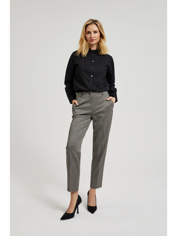 Moodo Елегантни бежови панталони с пепите шарка Moodo