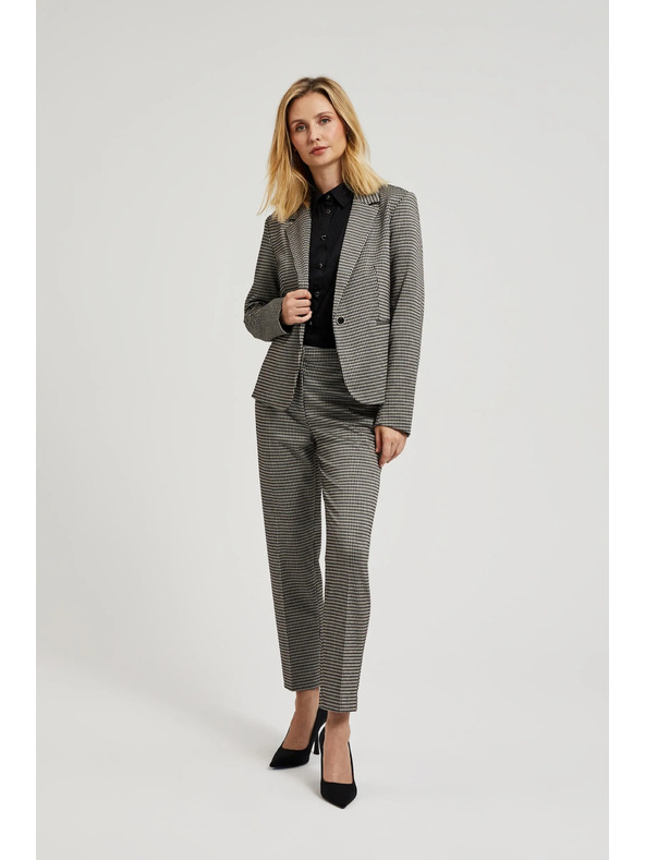 Moodo Елегантни бежови панталони с пепите шарка Moodo