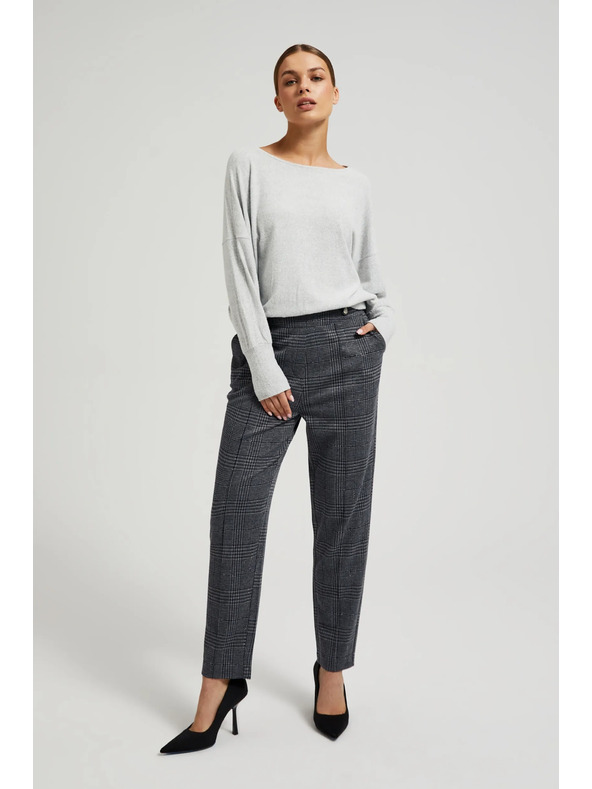 Moodo Сиви карирани панталони с прави крачоли Moodo