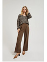 Moodo Бежови панталони с широки крачоли и копчета Moodo