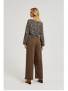 Moodo Бежови панталони с широки крачоли и копчета Moodo