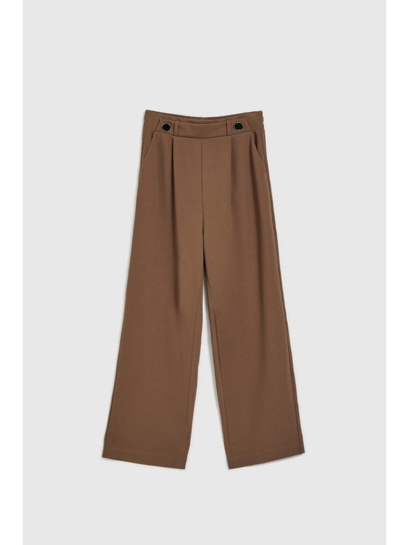 Moodo Бежови панталони с широки крачоли и копчета Moodo