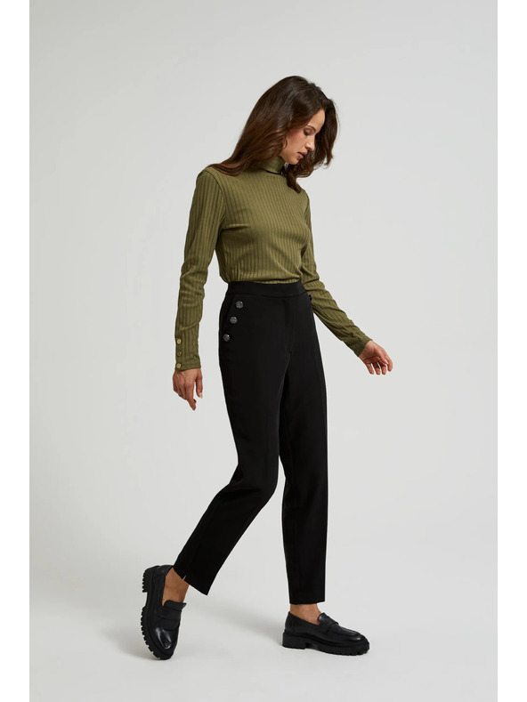 Moodo Черни панталони с декоративни копчета по джобовете Moodo