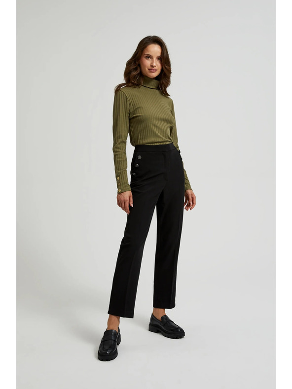 Moodo Черни панталони с декоративни копчета по джобовете Moodo