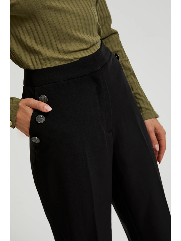 Moodo Черни панталони с декоративни копчета по джобовете Moodo
