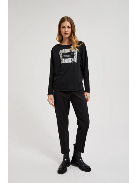 Moodo Гладки панталони с подгъв черни Moodo