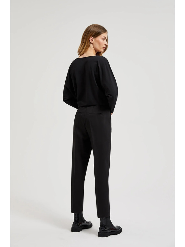 Moodo Гладки панталони с подгъв черни Moodo